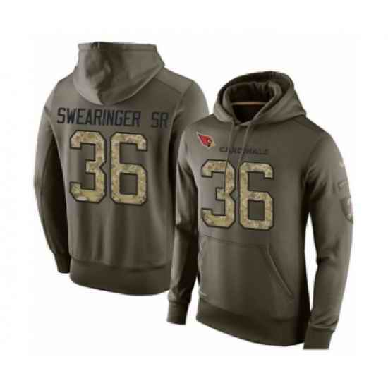 Football Arizona Cardinals 36 DJ Swearinger SR Green Salute To Service Mens Pullover Hoodie